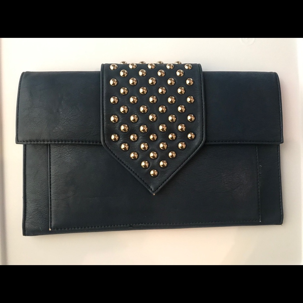 Blue Studded Clutch Bag